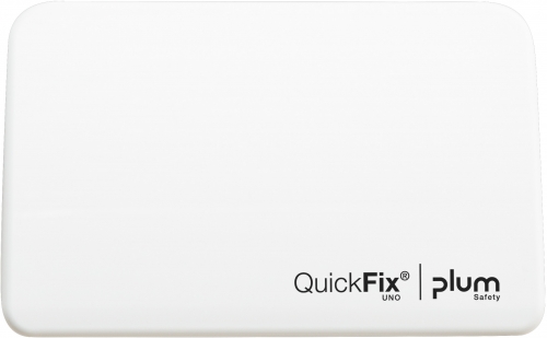 Dispenser plasturi QuickFix Uno, alb, neechipat, pentru o rezerva, Plum